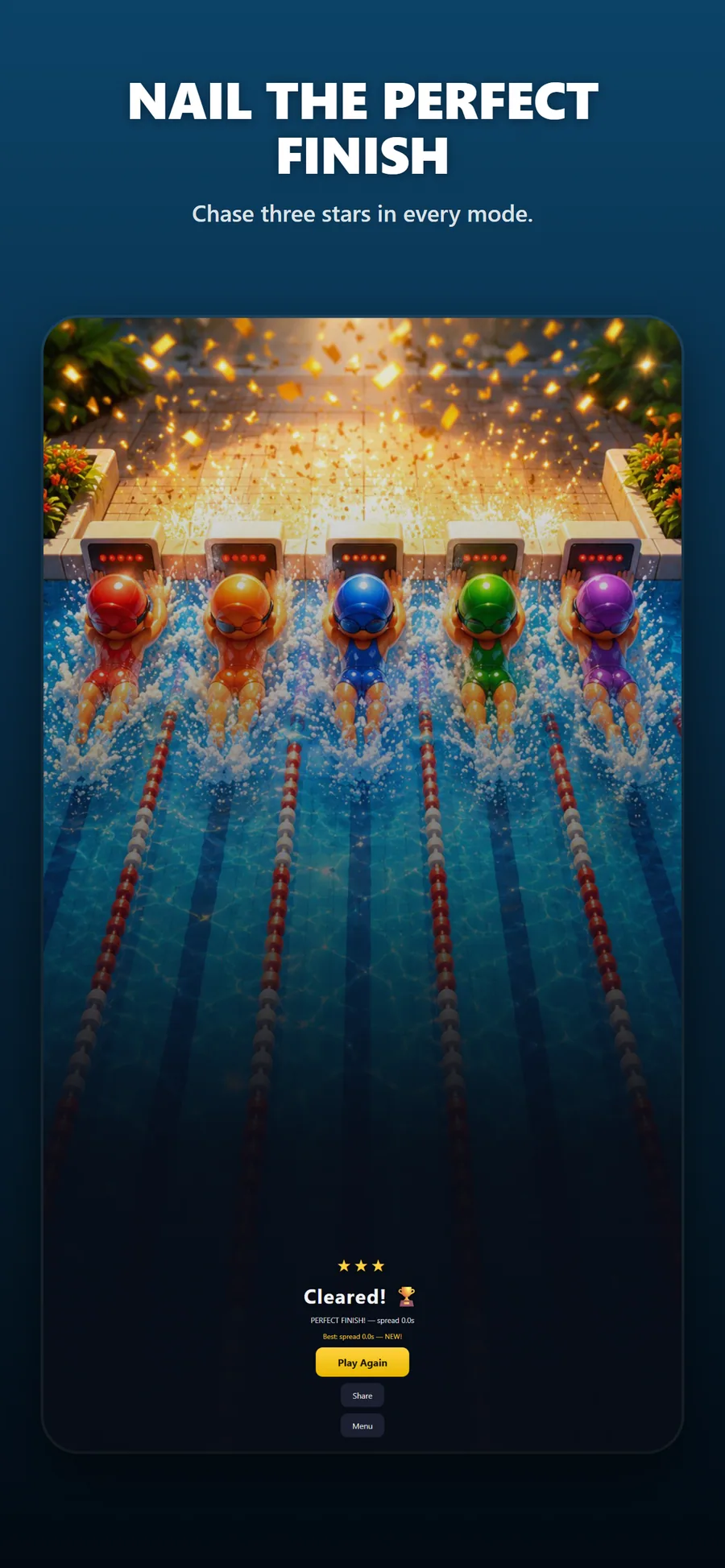 Perfect Finish across the pool