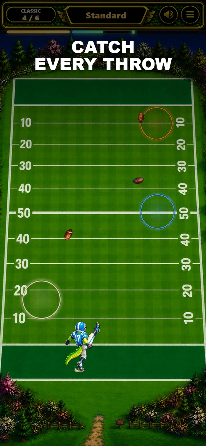 Football Catcher — three throws in the air